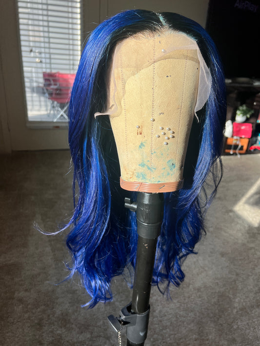 18" Full Lace Blue Wig